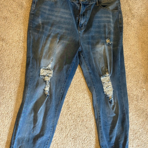 SHEIN Blue Distressed Skinny Jeans - Picture 5 of 10